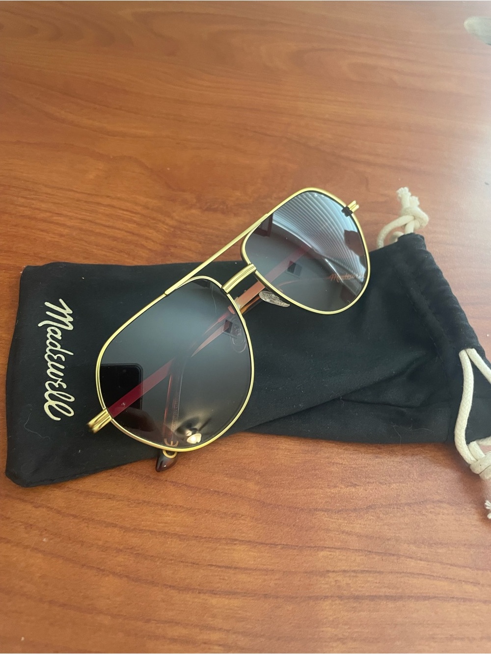 Madewell Gold Aviator Sunglasses with Brown Lenses